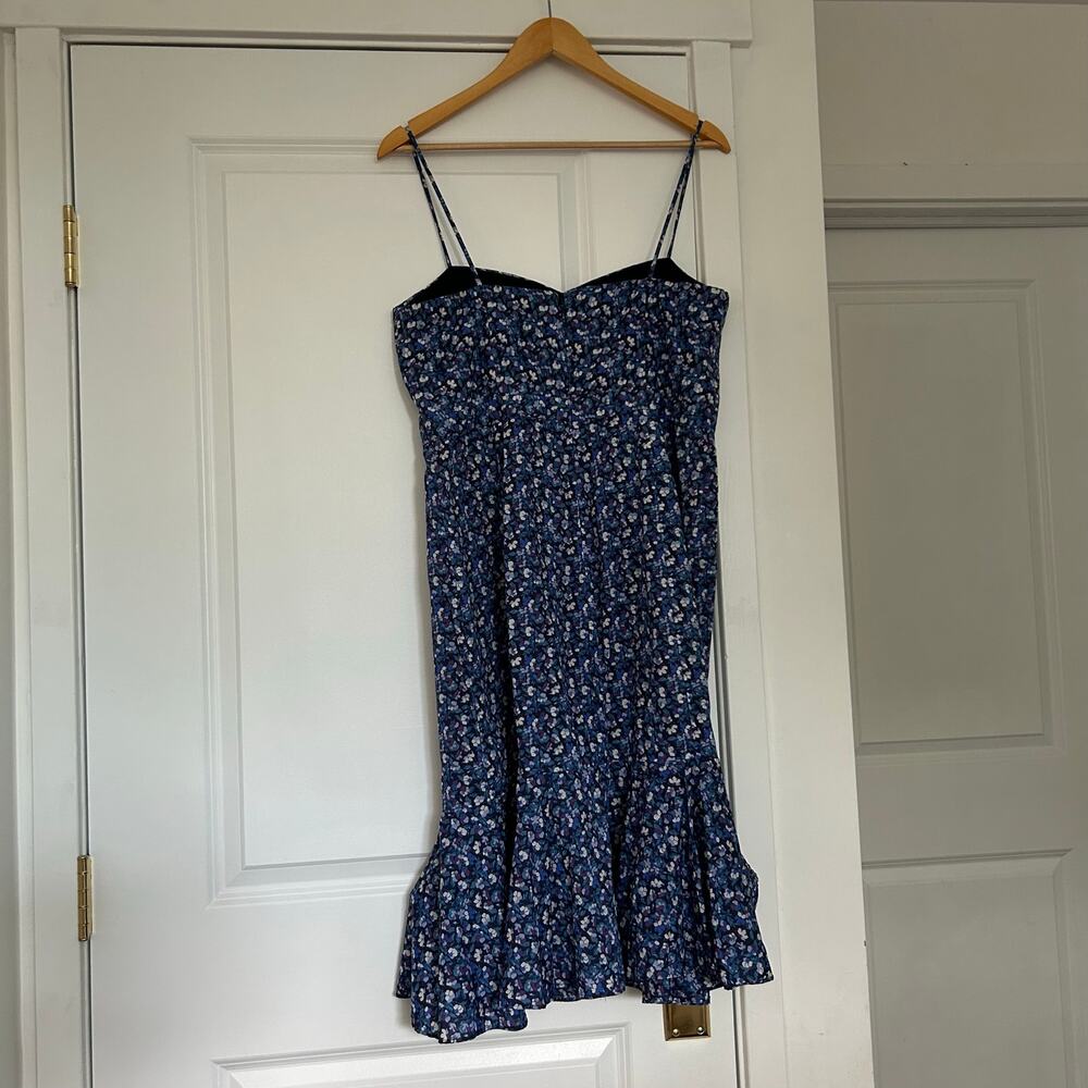 J. Crew Liberty Dress Midi Women’s 12 Blue Dark Romantic Resortwear Preppy Chic - Picture 10 of 10